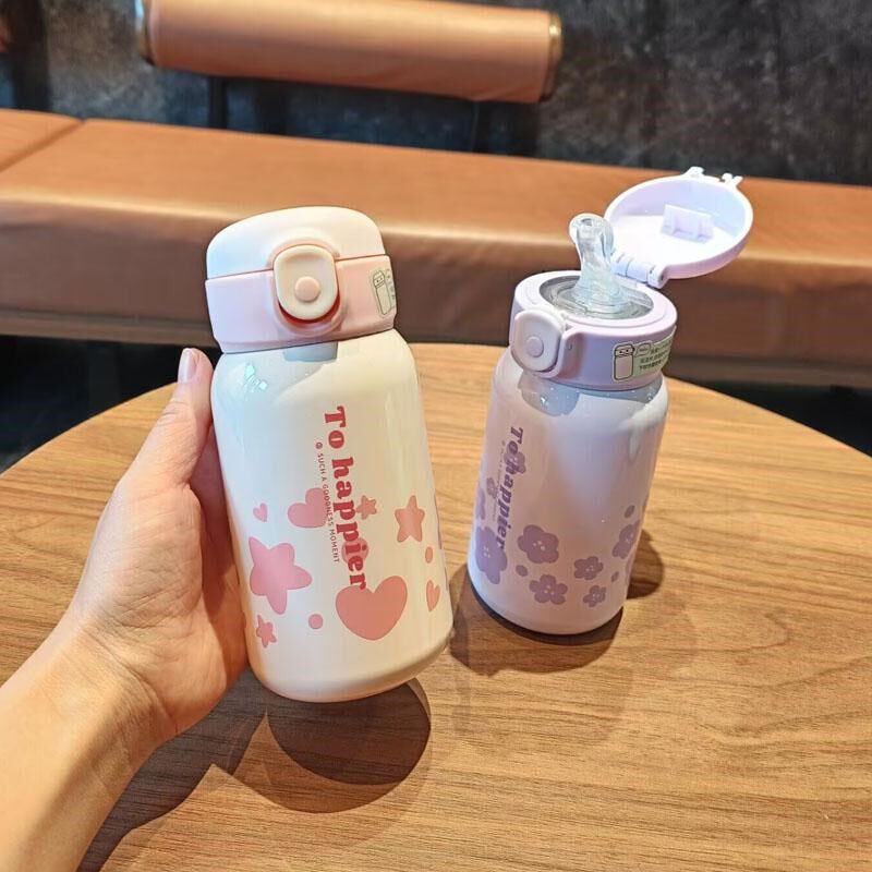 新款316不锈钢儿童吸管保温杯女小巧便携水杯上班族轻奢孕妇杯子