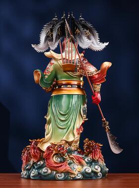 彩铜手工彩绘九龙关公神像家用商铺武财神关羽关二爷开业摆件