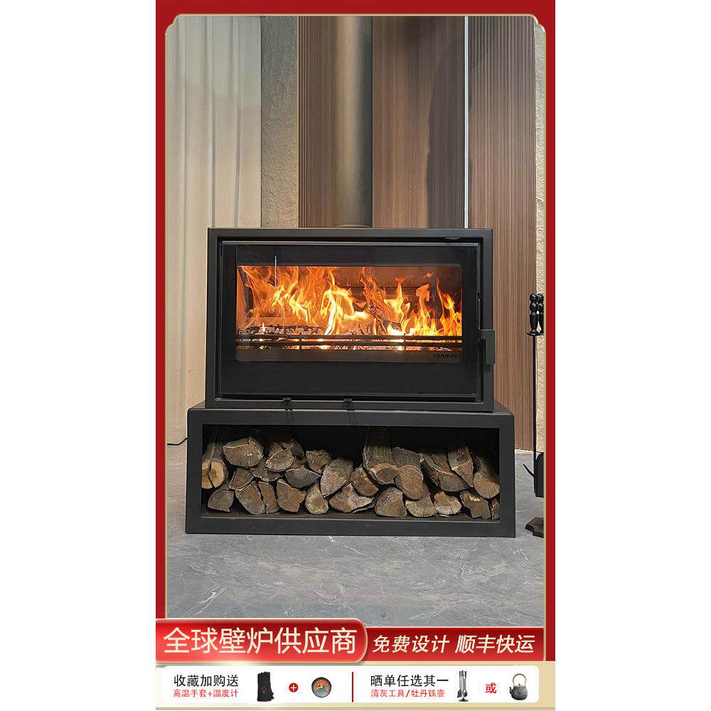 森美欧式钢板真火壁炉木火取暖炉火床及早餐房Imx2D2L0