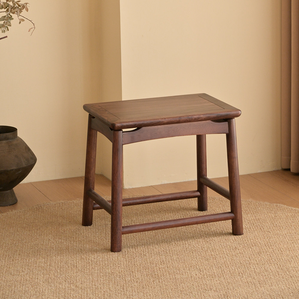 即品新中式实木小方凳换鞋凳子乌金木纯原木简约客厅家用矮凳实用
