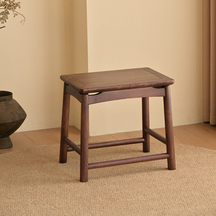 即品新中式实木小方凳换鞋凳子乌金木纯原木简约客厅家用矮凳实用