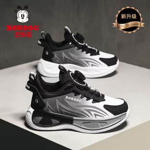 巴布豆儿童运动鞋2025秋冬跑步鞋皮面防水男童子中大童加绒二棉鞋