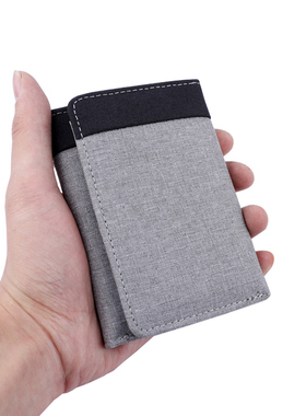潮牌帆布钱包男学生短款小皮夹证件卡包多卡位竖款年轻人轻薄钱夹