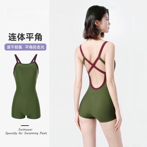 swans泳衣女连体平角专业竞速
