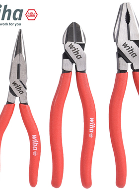 德国wiha威汉经典型钳子工具进口工业级钢丝钳斜口钳尖嘴钳省力型
