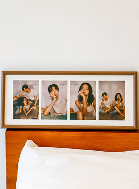 五月画馆实木摆台艺术照情侣亲子来片定制相框三连拍宫格照片画框