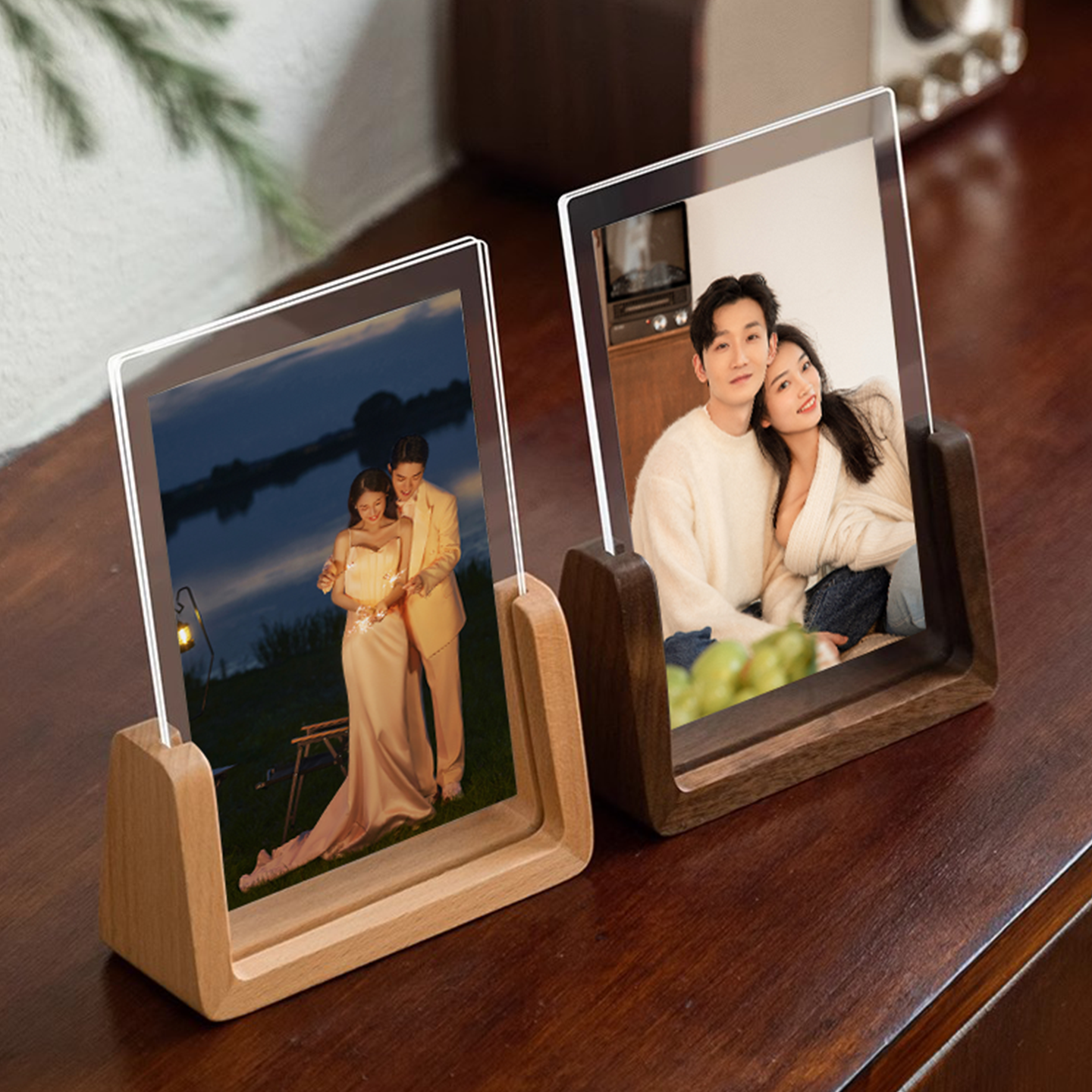 五月画馆实木胡桃木亚克力相框