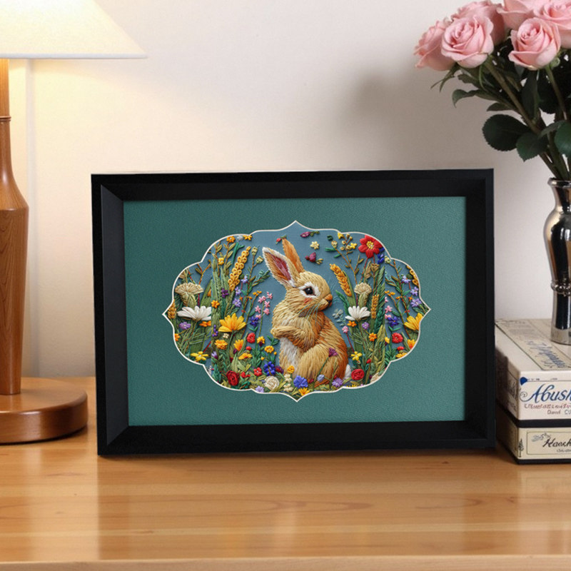 新中式复古风刺绣画框带绣球花型卡纸绣花国画实木相框摆台挂墙