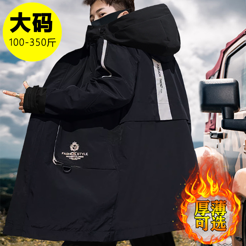 棉衣肥胖风衣男士中长款大码夹棉