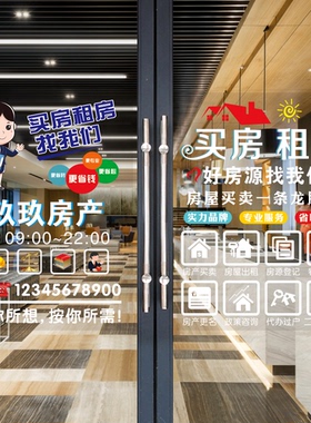 房产中介房屋租售服务玻璃门贴纸