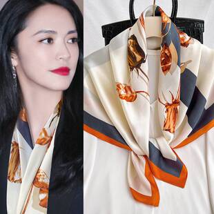 小丝巾女大方巾薄纱巾围巾春秋冬季中年妈妈礼物四方正方形90x90