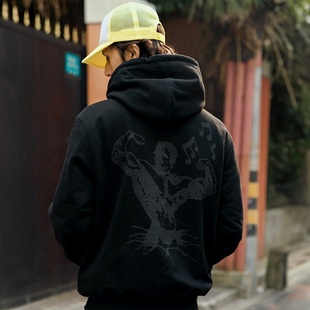 WHOOSIS（不知其名）音乐就是力量帽衫连帽卫衣春季新品男女校园