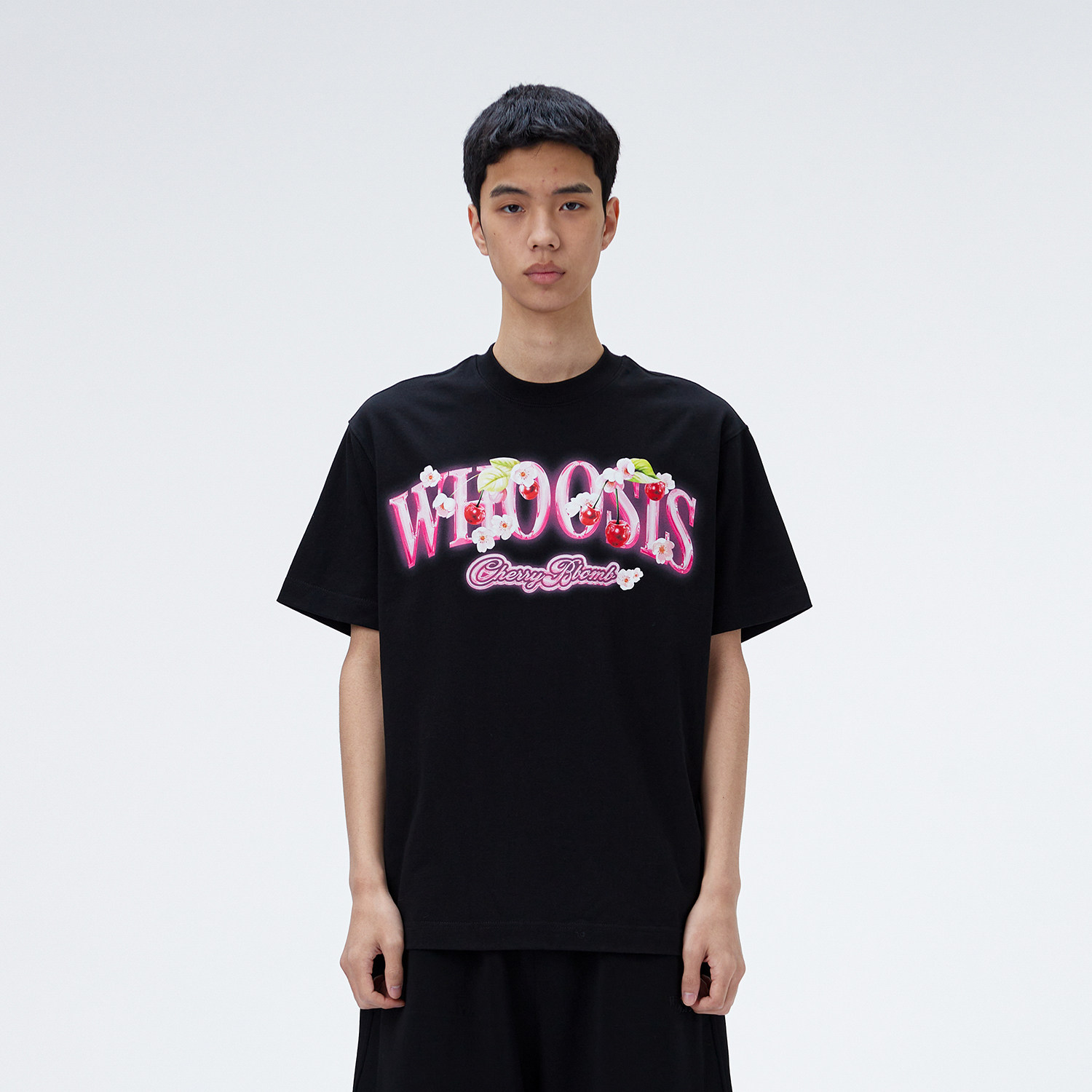 WHOOSIS（不知其名）发光樱桃短袖t恤上衣夏季校园男女美式潮宽松
