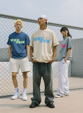 WHOOSIS（不知其名）新幻影logo纯色t恤夏重磅薄荷曼波风短袖男女