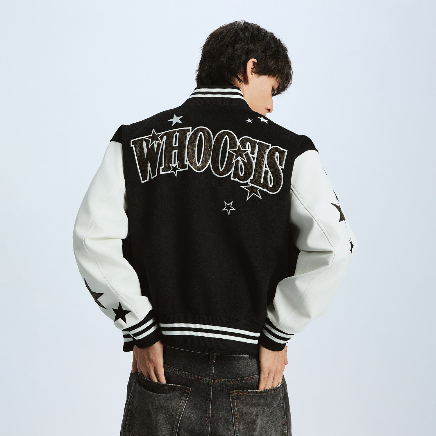 WHOOSIS（不知其名）星星棒球夹克外套校园美式街头情侣百搭男女图片