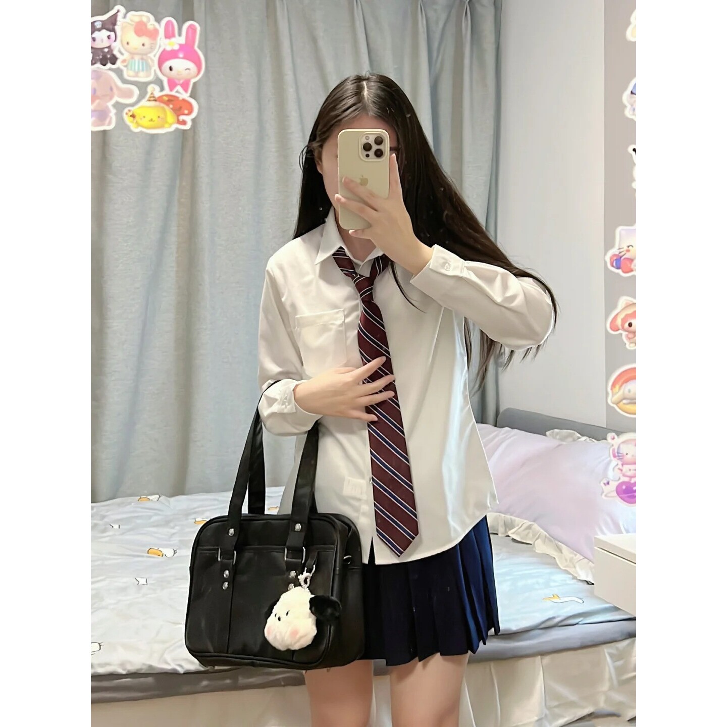 春日青jk衬衫女长袖打底上班族穿搭学院风学院制服内搭抗皱白色衬