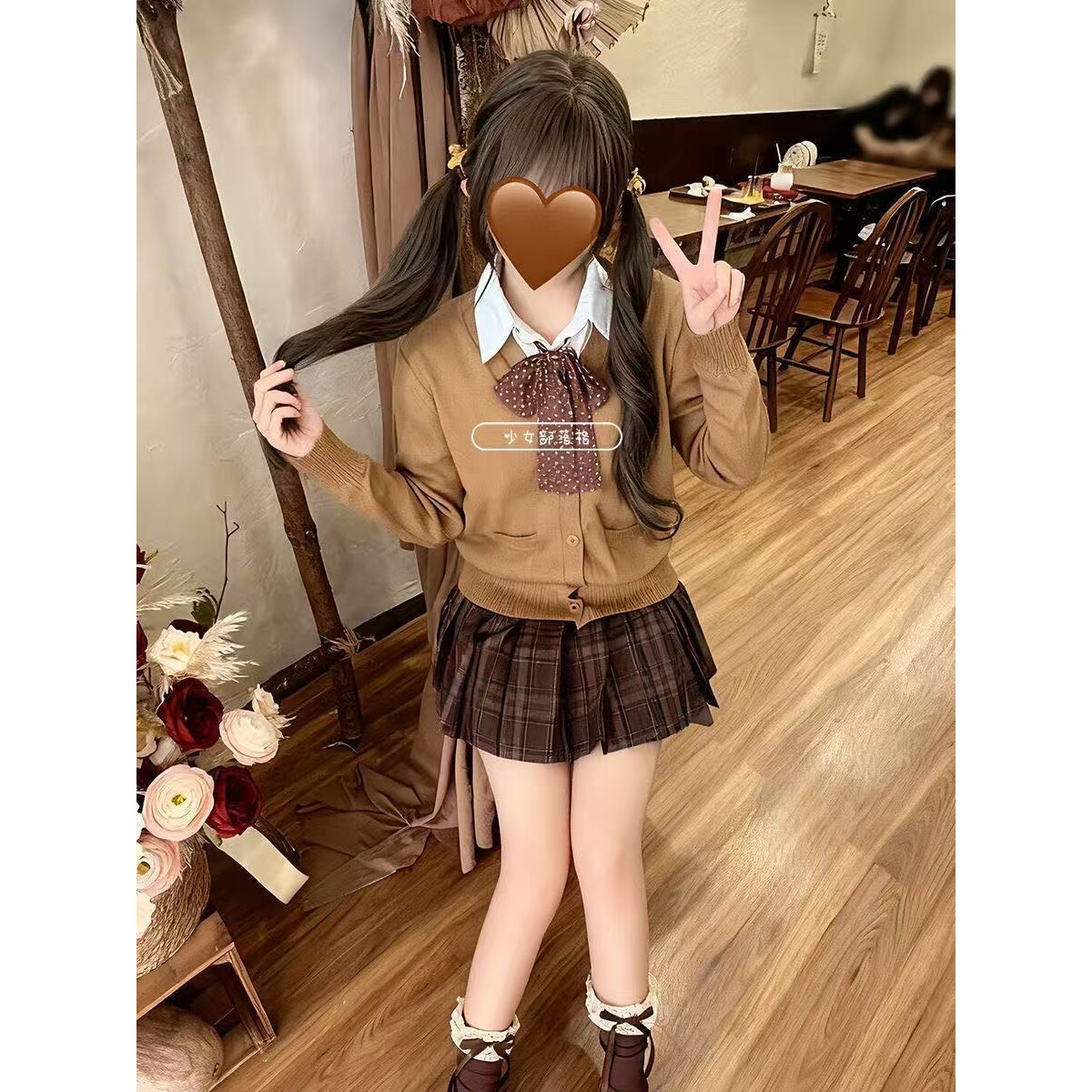 春日青jk日系原创制服早学院风古早感外搭开衫毛衣衬衫叠穿百褶裙