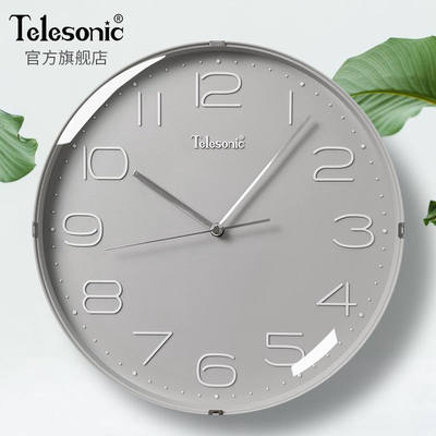 TELESONIC/天王星日式简约挂钟家用客厅装饰石英钟卧室静音时钟表