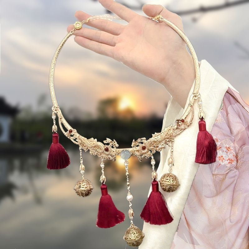 古风汉服配饰璎珞搭配民族风项圈男女坦领明制百搭流苏铃铛颈饰品