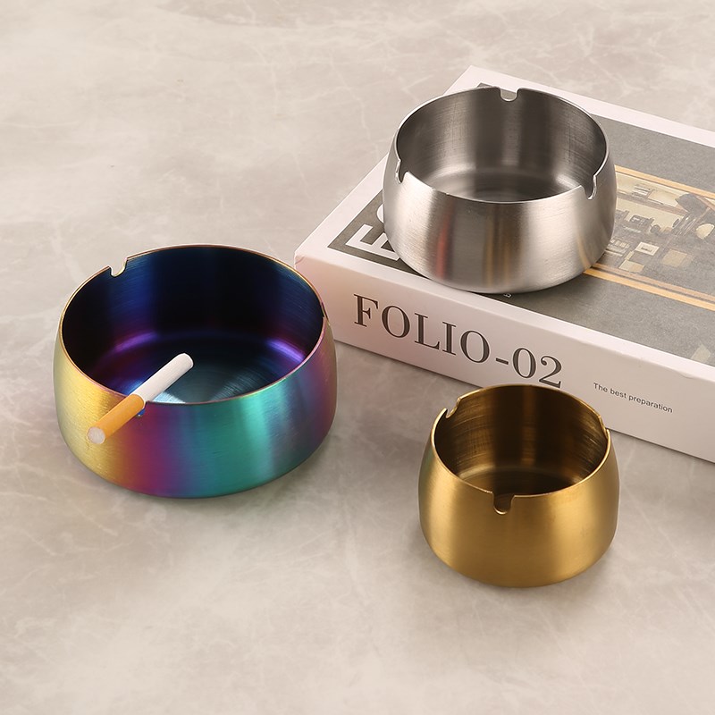 速发简客防摔不锈钢烟灰缸厅用约家茶几烟灰缸酒店V商用可