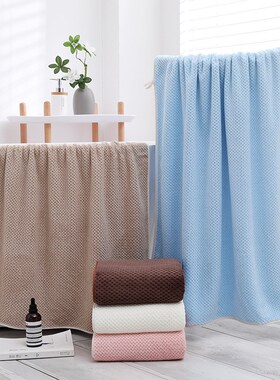 速发厂家直销高密经编珊瑚品菠萝格浴巾吸水o掉毛礼绒l不go一件