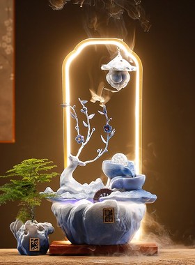 速发招财鹿流湿摆件创意家居客厅景观喷泉循环水加水器开业