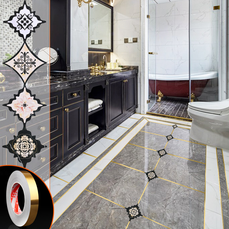 速发瓷砖贴纸厅饰贴地板地砖贴防水耐磨地贴客对地面美缝装角墙贴