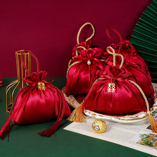 速发盒婚礼用布中式流苏束口品袋包装伴手礼品礼袋子