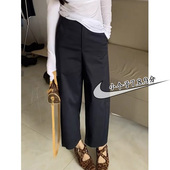 小个子150七分藏青色西装 xxs 高腰显瘦九分休闲直筒裤 裤 女春秋新款