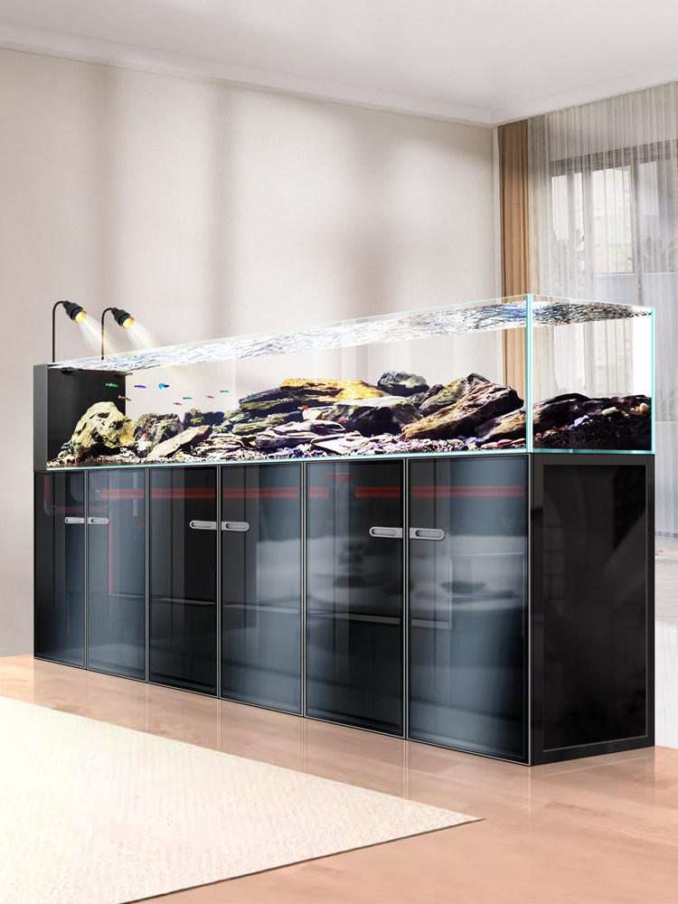 靓宠工业风溪流缸背包溢流鱼缸客厅家用水族箱底滤超白玻璃水草缸