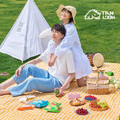 探露野餐垫防潮垫沙滩垫爬行垫地垫帐篷垫子可机洗野营垫子黄白格