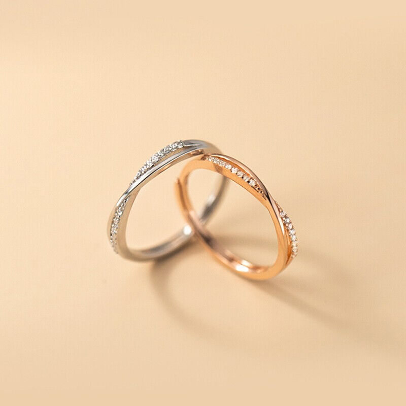 MOLC925银气质交叉排钻线条戒指女日系简约小巧小清新手指环生日