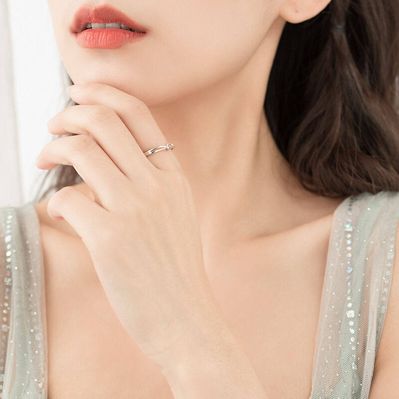 YYEU925银简约线条戒指女几何绕指柔指环冷淡开口食指戒饰品925银