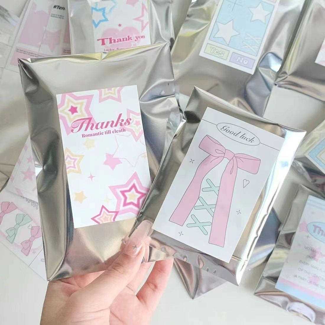 风银色自粘袋小卡卡套自封袋打包出卡礼品袋高颜值袋