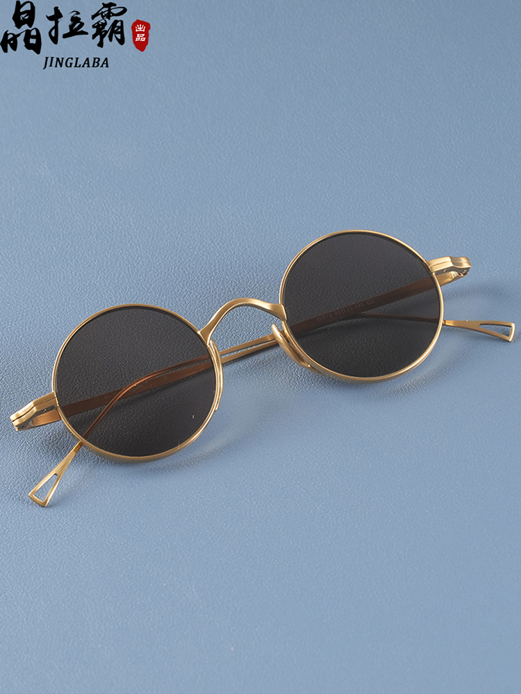 墨镜石头眼镜水晶太阳镜东海天然男女士品牌溥仪仿古纯钛镜框正品