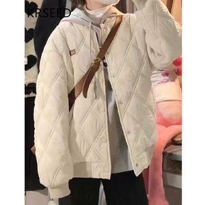 2023新款秋冬季棉衣设计感小众棉服外套菱格棒球棉服oversize女潮