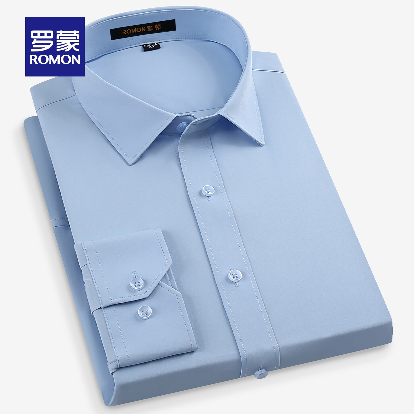 罗蒙中青年男士商务长袖衬衫2026春季新款职业工装抗皱易打理衬衣