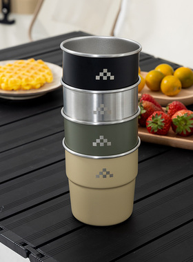 LUINGBOX露营盒子户外杯子折叠便携水杯野营304杯不锈钢茶杯水壶