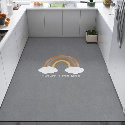 现代简约厨房专用防滑地垫满铺吸水吸油易清理脚垫家用硅藻泥地垫