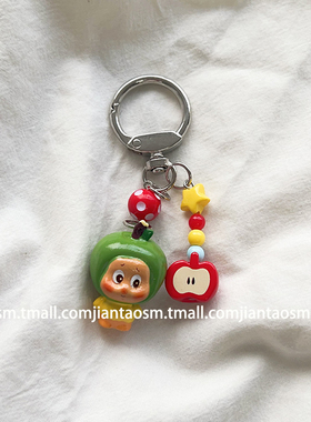 挂件实拍 可爱星星人绿色头套适用苹果华为小米手机壳挂饰相机CCD钥匙扣挂饰包包相机礼物盒链条卡通趣味网红