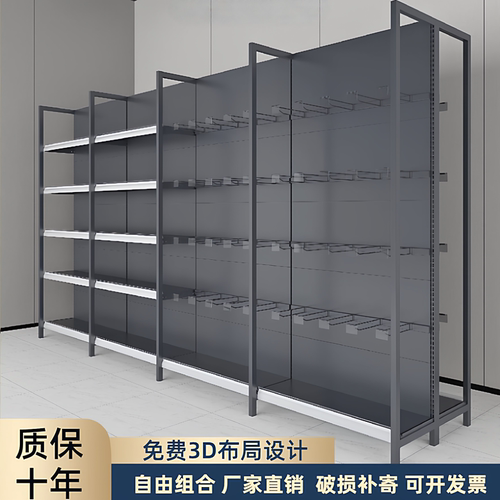 四柱灰色超市货架展示架超强承重