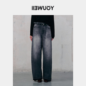 Y5124402 女直筒牛仔裤 YOUWEI有尾2024冬季 复古油压牛仔长裤