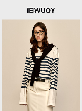 YOUWEI【优惠专属】上装内搭长袖T恤手绘法式条纹Y1223311