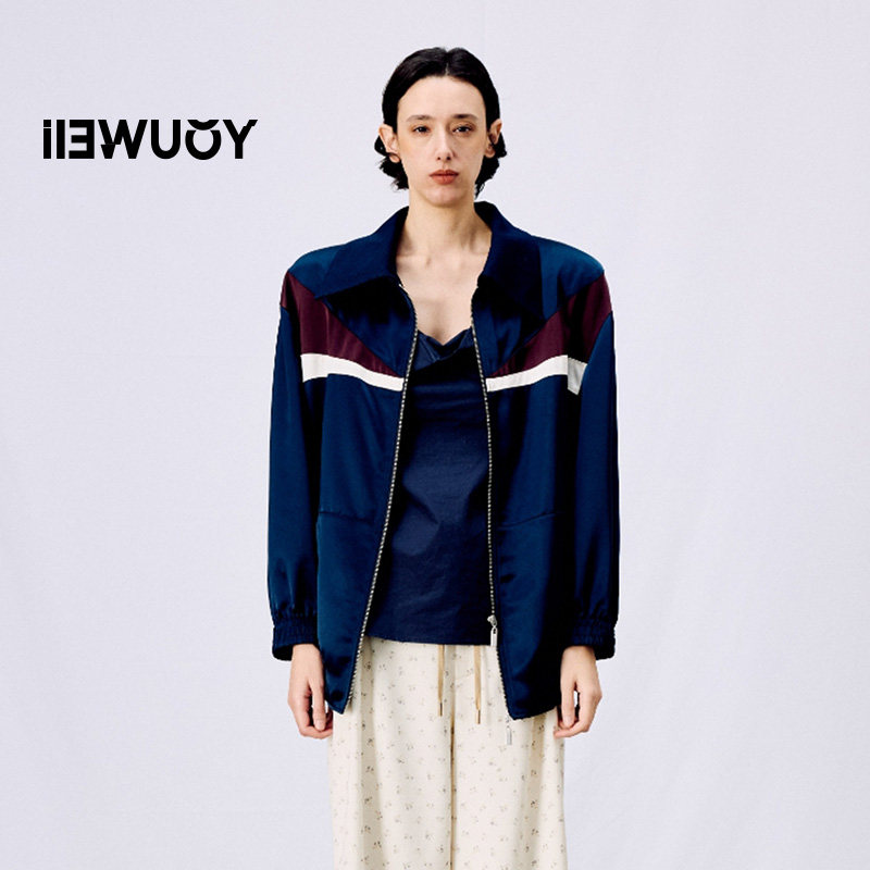 YOUWEI有尾2025春季新品醋酸拼接校服夹克女休闲运动外套Y2325109