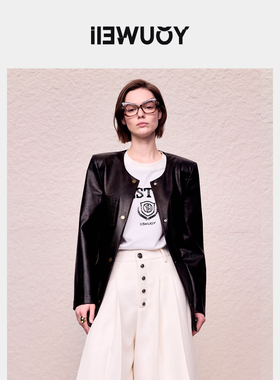 YOUWEI有尾2024秋季皮西装褪色重工无领皮西服Y1924310