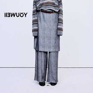 YOUWEI有尾2025秋季 Y5425322 麻灰印花两件组合裙裤