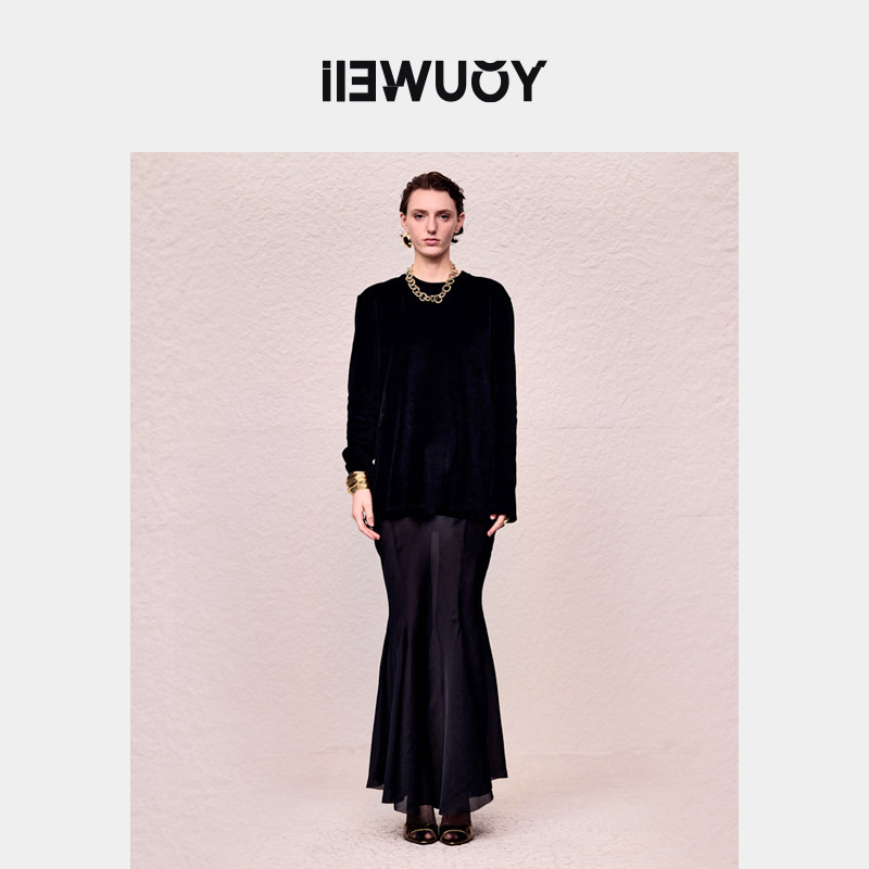 YOUWEI有尾秋季通身连衣裙丝绒拼接式卫衣连衣裙Y5724318