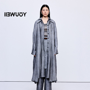 YOUWEI有尾2025秋季麻灰印花真两件连衣裙加风衣Y3525308