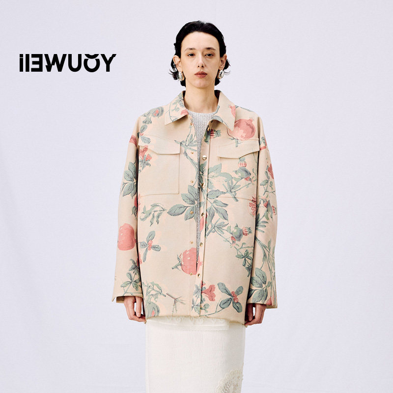 有尾女装石榴印花oversized夹克