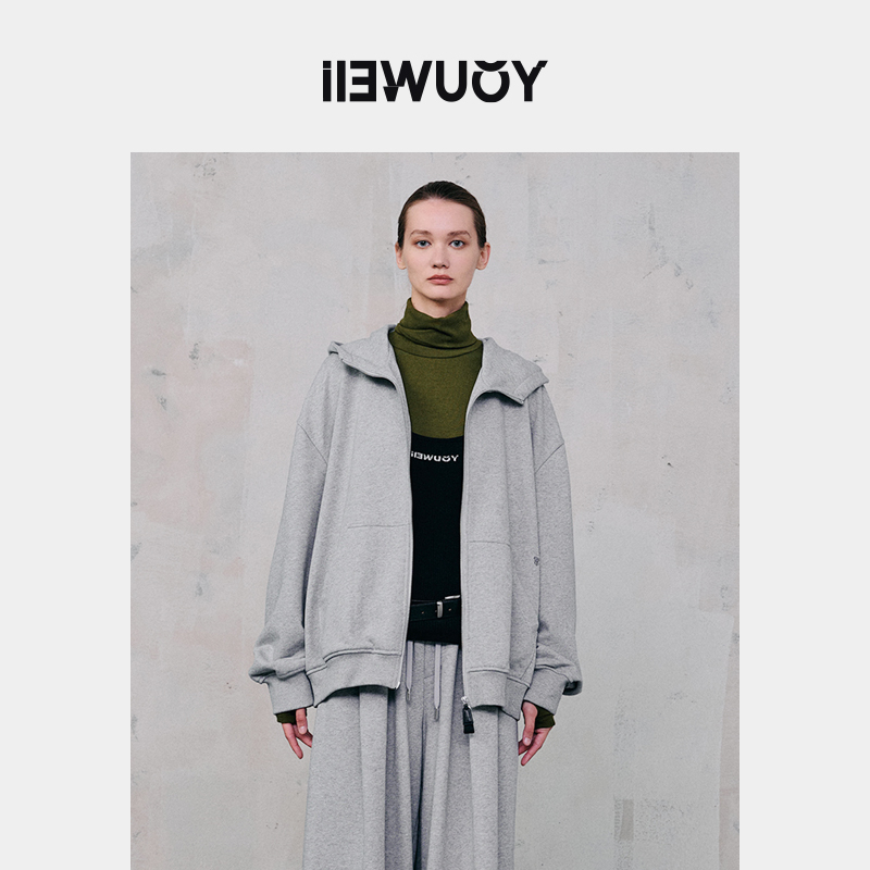 有尾女装宽松连帽拉链卫衣